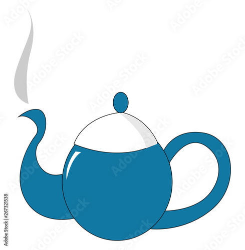 Clipart of a blue-colored teapot/Evening snacks time, vector or color illustration.