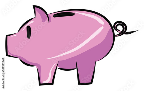Image of cashbox - piggy bank, vector or color illustration.