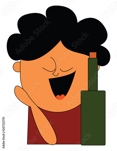 Image of drunk man, vector or color illustration.