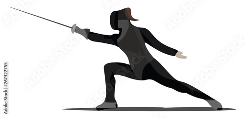 Fencing man, vector or color illustration.