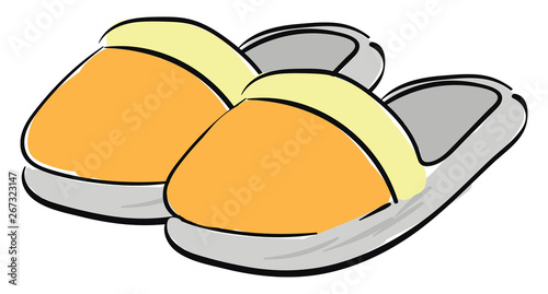 Home slippers, vector or color illustration.