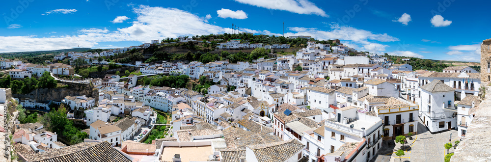 The white village of Sentnil de las Bodegas nestled in the province of Andalucía in southern Spain.