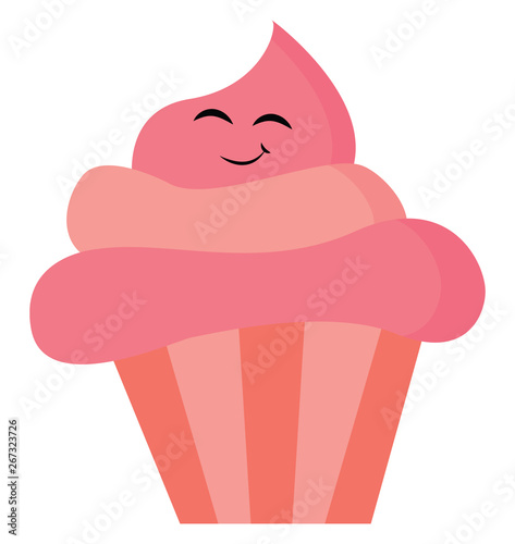 Pink cupcake, vector or color illustration.