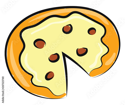 Pizza, vector or color illustration.