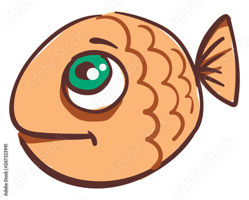 Round fish, vector or color illustration.