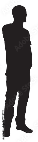 Silhouette of a man facing to the right, illustration, vector on white background.