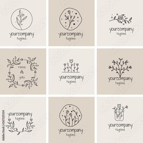 Feminine Premade logo bundle branding template
