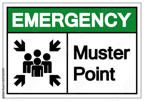 Emergency Muster Point Symbol Sign, Vector Illustration, Isolated On White Background Label .EPS10 photo