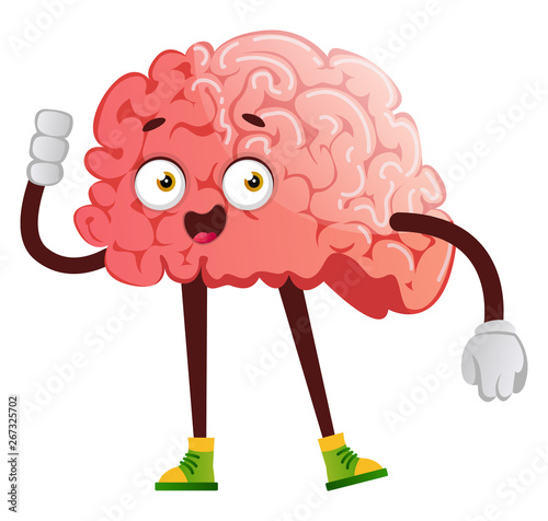 Brain shows up on time, illustration, vector on white background.