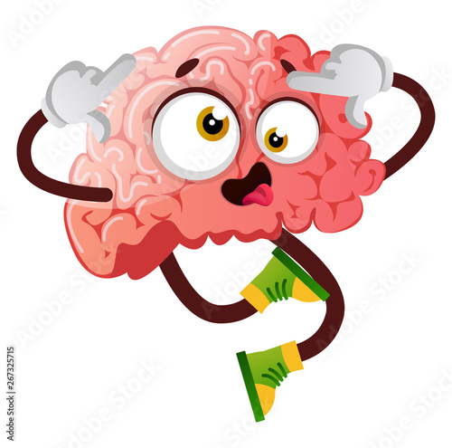 Brain is acting silly, illustration, vector on white background.