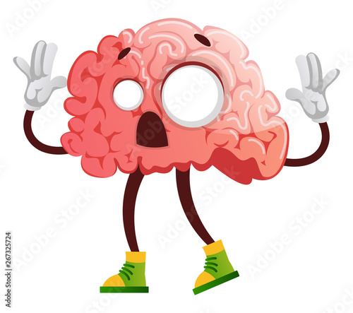 Brain is acting like a zombie, illustration, vector on white background.