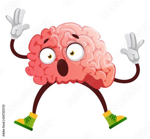 Brain is stunned, illustration, vector on white background.