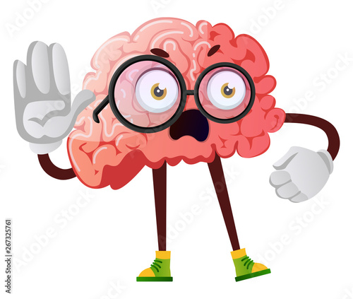 Brain is teaching, illustration, vector on white background.