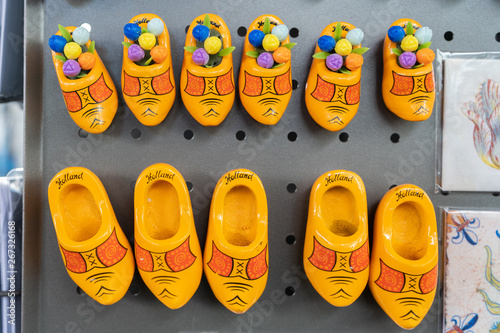 Photography Yellow Dutch clogs magnets as souvenirs from the Netherlands, for travellers