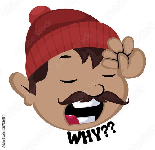Man is asking why?, illustration, vector on white background.