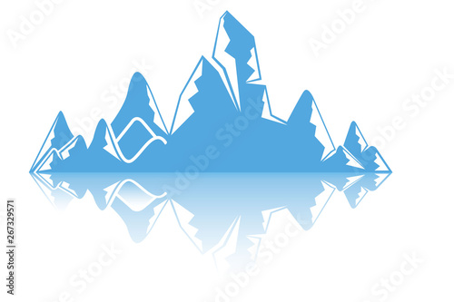 iceberg, blue mountain on white background