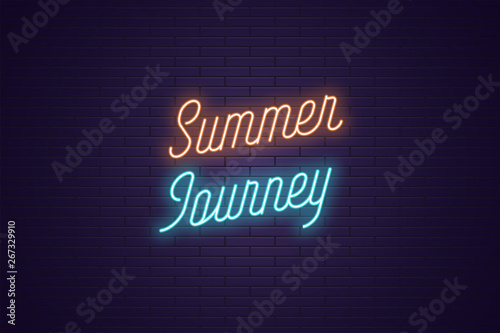 Neon lettering of Summer Journey. Glowing text