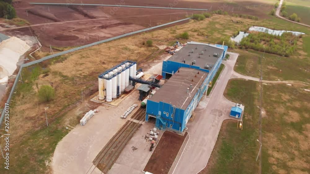 Wastewater treatment plant, water recycling at the sewage treatment plant, aerial view. Ecology Wastewater treatment plant, water recycling at the sewage treatment plant, aerial view. Ecology