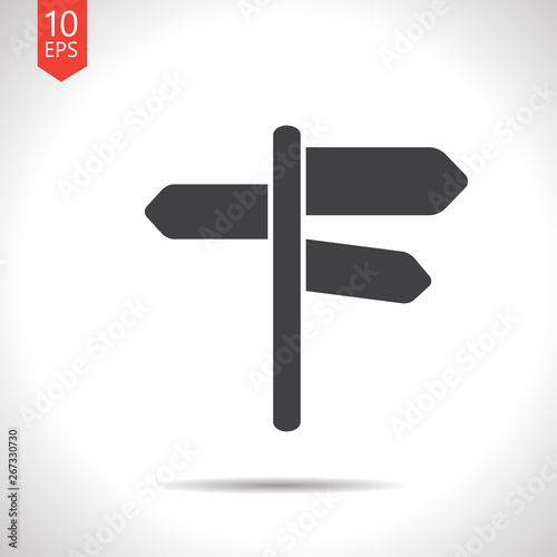 Road sign with different directions illustration. Traveling vector icon