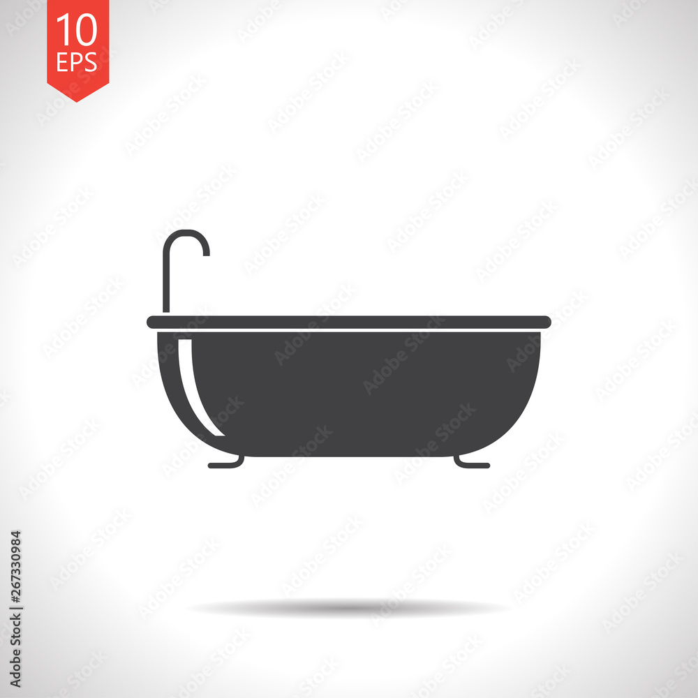 Bathtub with faucet illustration. Bathroom flat vector icon Bathtub with faucet illustration. Bathroom flat vector icon