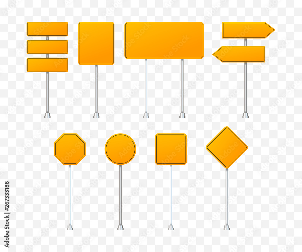 Set of road signs isolated on transparent background. Vector stock illustration Set of road signs isolated on transparent background. Vector stock illustration
