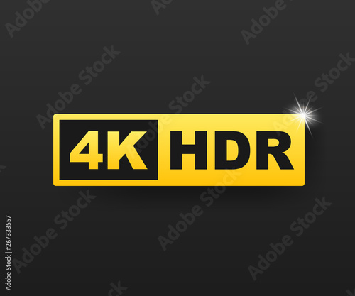 4K Ultra HD symbol, High definition 4K resolution mark, HDR. Vector stock illustration.