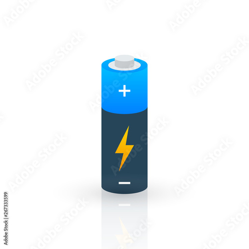 Alkaline batteries realistic style set of different size. Vector stock illustration.