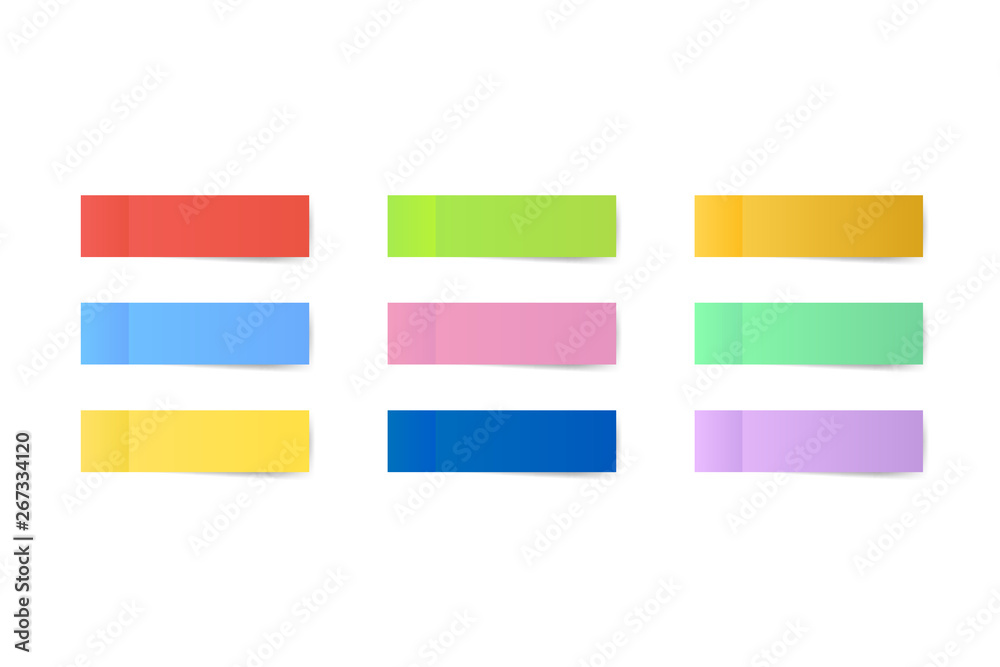 Sticky colored notes. Post note paper. Vector stock illustration.