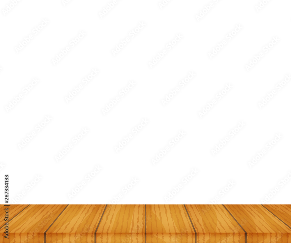 Vector wood table top on white background Vector wood table top on white background