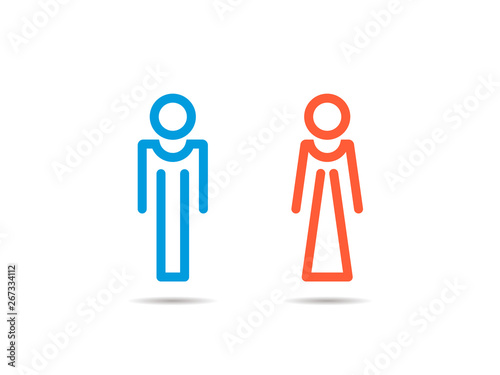 íconos lineales de señalización para baños de hombre y mujer