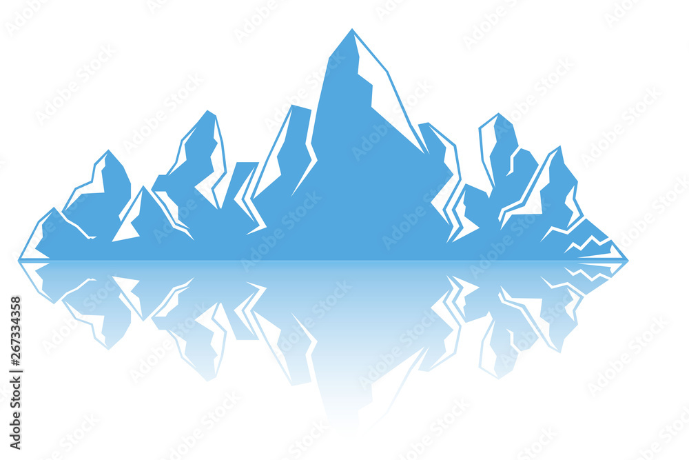 iceberg on white background, blue mountain iceberg on white background, blue mountain