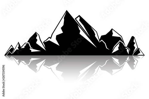 black mountain and shadow on white background