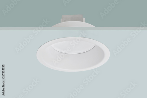 Downlight or Ceiling light Installed on a gray ceiling. photo
