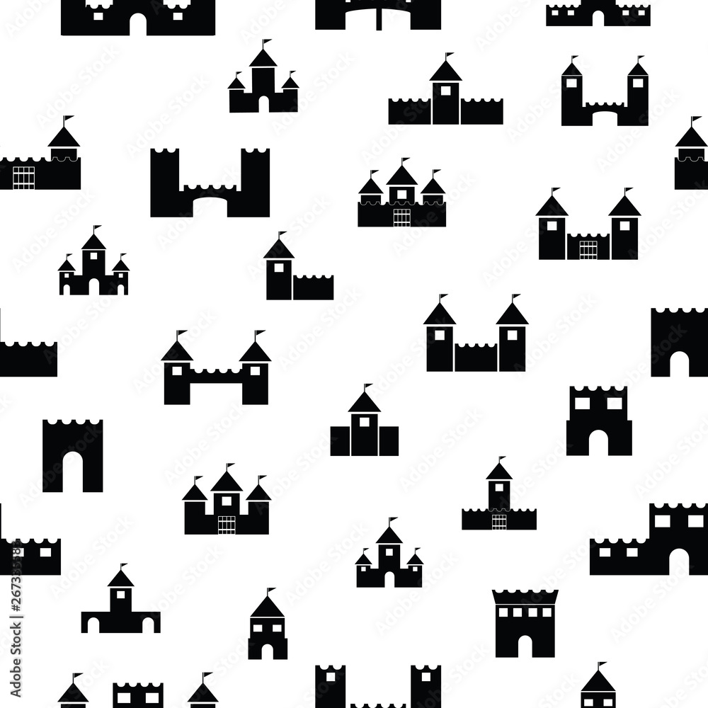 castle seamless pattern background icon.