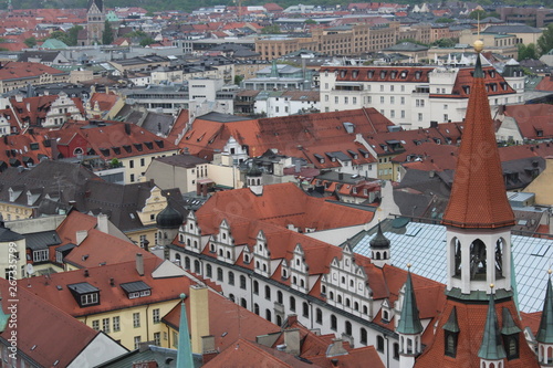 Munich from the height of the Cathedral of St. Peter on a cloudy day