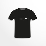 Black t-shirt with the image of a sports car. Vector illustration.