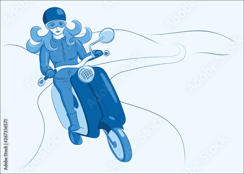 cute girl on a motor scooter