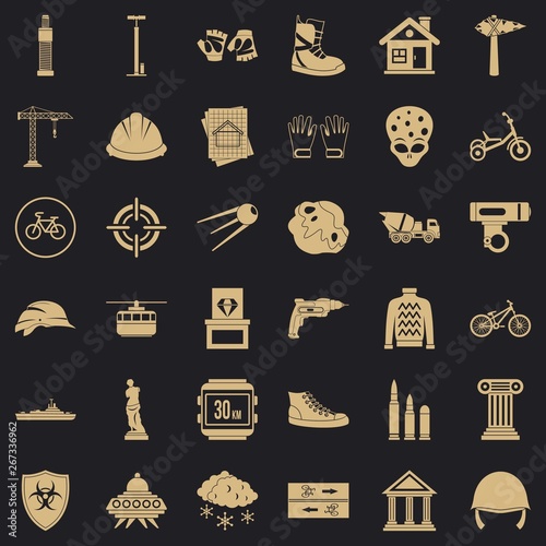Helmet icons set. Simple style of 36 helmet vector icons for web for any design