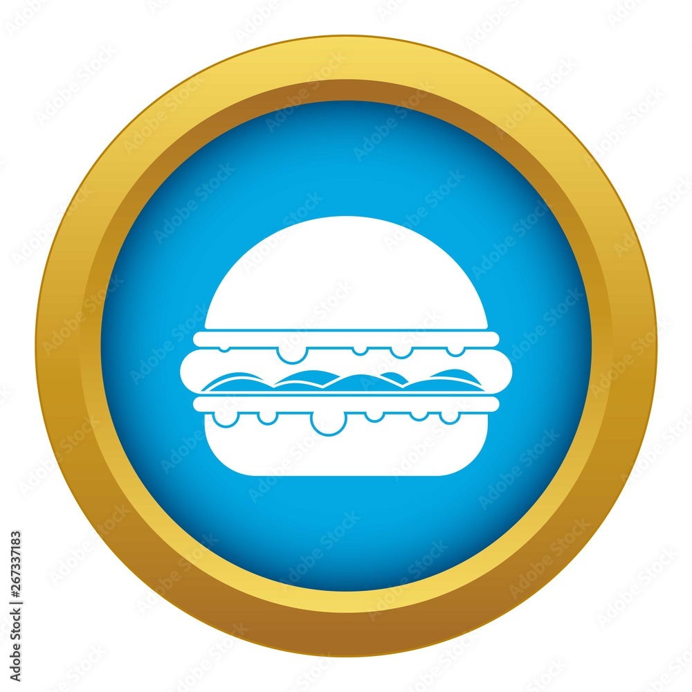 Fototapeta premium Burger icon blue vector isolated on white background for any design