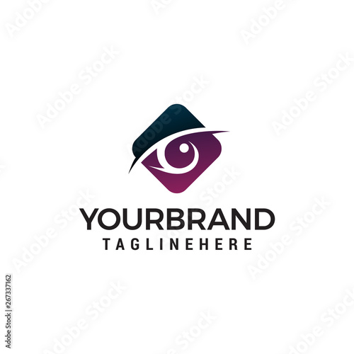 eyes hexagon logo design concept template vector