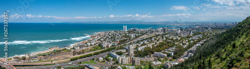 Panorama of Haifa city and bay