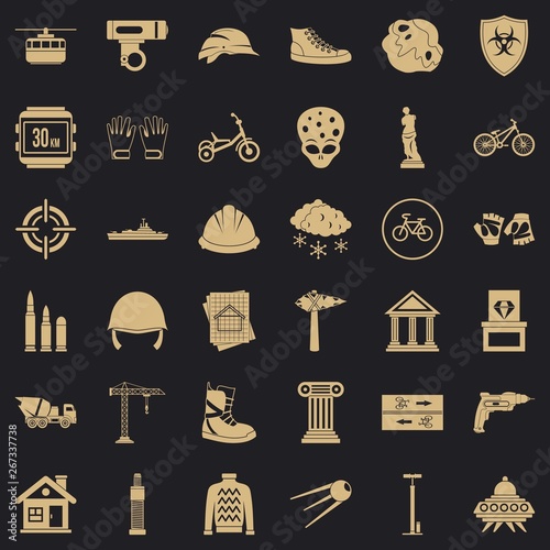 Stone icons set. Simple style of 36 stone vector icons for web for any design