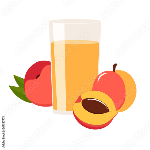 glass of peach juice. vector illustration.