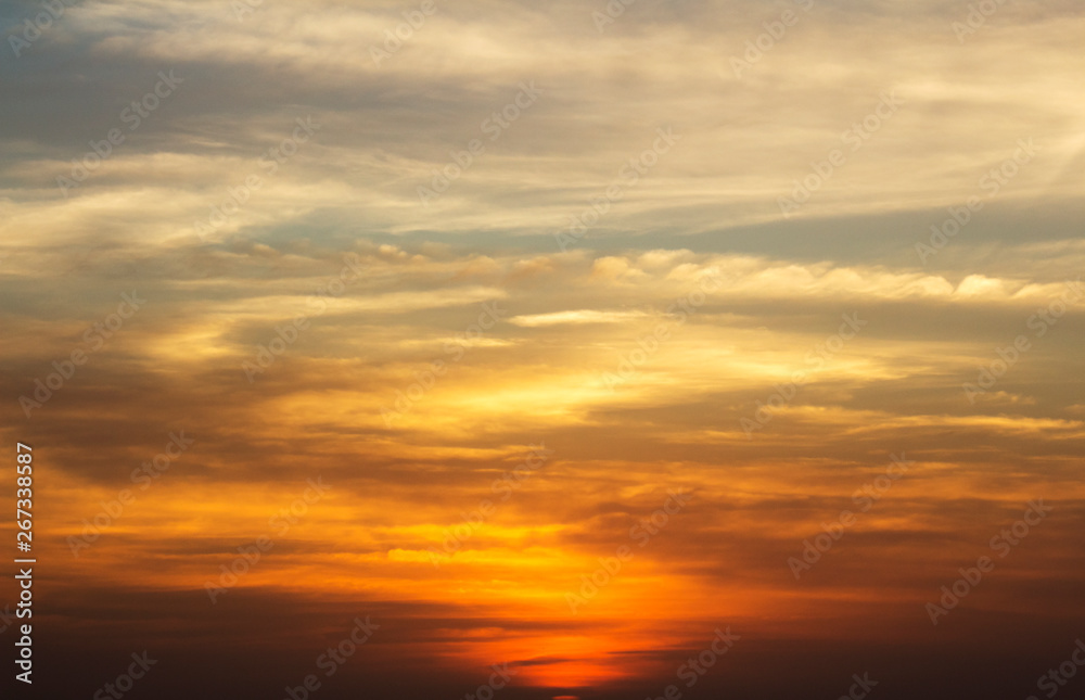 beautiful red sunset and bright sky on the horizon