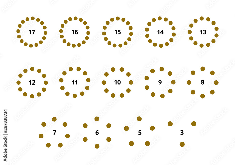 Round Graph Circular Charts. Set of Design Templates from 3 to 17 ...