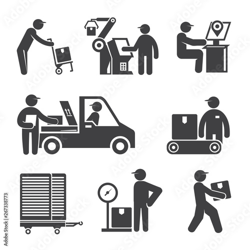 shipping and delivery service people icons
