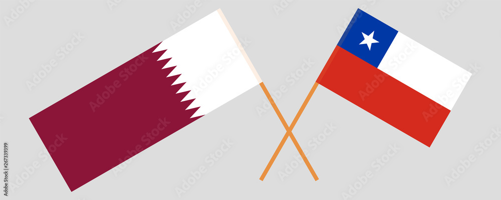Chile and Qatar. The Chilean and Qatari flags. Official colors. Correct proportion. Vector Chile and Qatar. The Chilean and Qatari flags. Official colors. Correct proportion. Vector