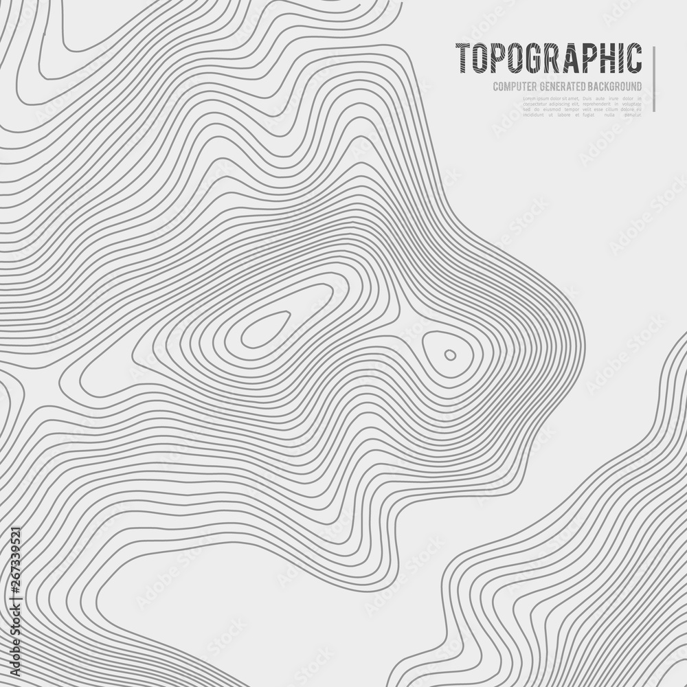 Fototapeta Grey contours vector topography. Geographic mountain topography vector illustration. Topographic pattern texture. Map on land vector terrain. Elevation graphic contour height lines. Topographic map