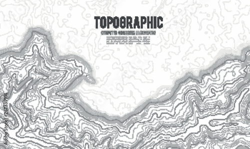 Grey contours vector topography. Geographic mountain topography vector illustration. Topographic pattern texture. Map on land vector terrain. Elevation graphic contour height lines. Topographic map