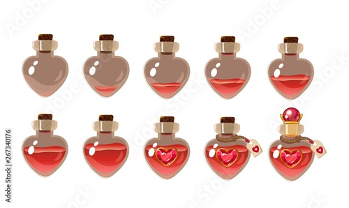 love potion . Game icon of magic elixir. Vector design for app user interface.